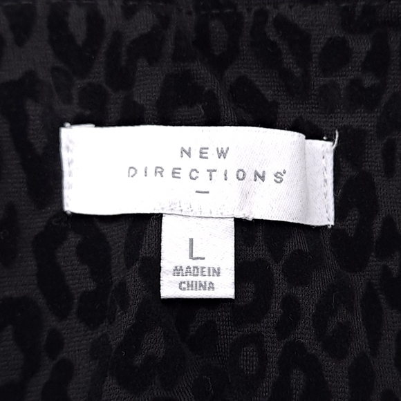 NEW DIRECTIONS Women's Black Ponte Pants Velvet Leopard High Rise Pull On Large - Picture 9 of 11